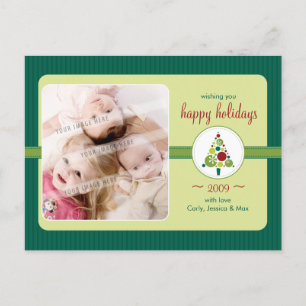 FOTO GREETING POSTCARD: Moderner Spottenbaum L5 Feiertagspostkarte