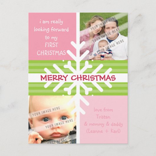 FOTO GREETING POSTCARD :: Schneeflockensezierung P Feiertagspostkarte (Vorderseite)