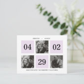 Foto Grid Collage | Lavendel | SAVE THE DATE Ankündigungspostkarte (Stehend Vorderseite)
