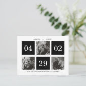 Foto Grid Collage | Schwarz | SAVE THE DATE Ankündigungspostkarte (Stehend Vorderseite)