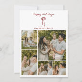 Foto-Grid-Karte für die Urlaubserfamilie mit rotem Einladung (Vorderseite)