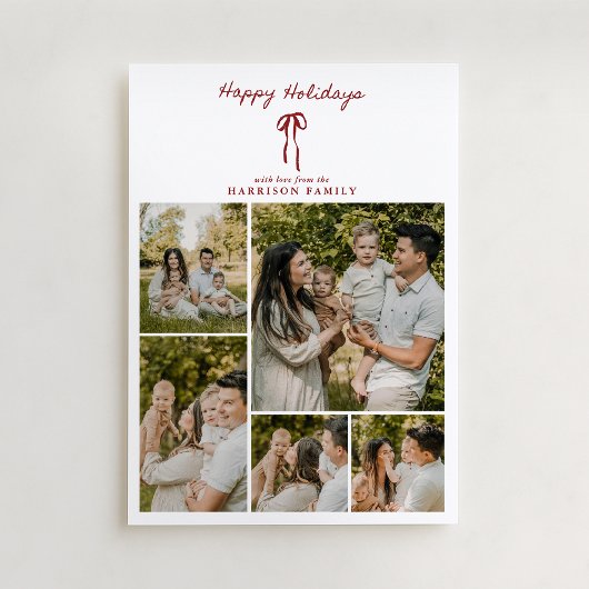 Foto-Grid-Karte für die Urlaubserfamilie mit rotem Einladung