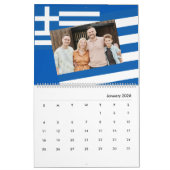 Foto Griechenland Flaggenende mit den μερολιο 2026 Kalender (Jan 2026)