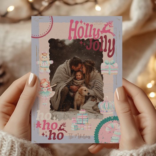 Foto Groovy Nutcracker Retro Pastell Weihnachten Folieneinladung