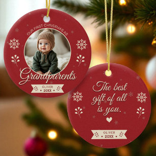 Foto Großeltern Erste Weihnachten Personalisiert Keramik Ornament