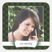 Foto Grün Karierte Weihnachtsgeschenke Aufkleber (Vorderseite)