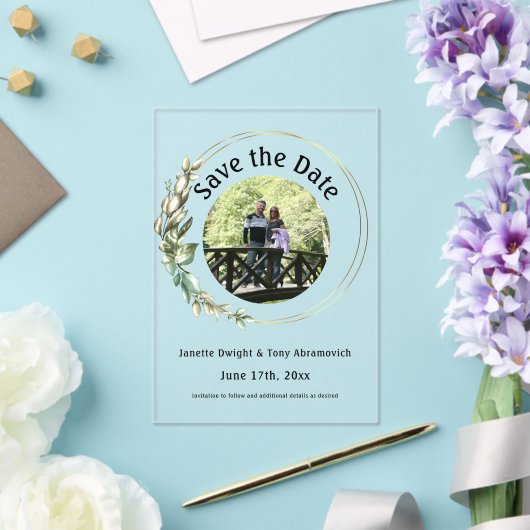 Foto Grüne Blätter Save the Date Acryleinladungen (In Situ (Hochzeit))