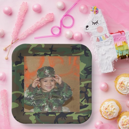 Foto "Grüne Camouflage" Pappteller (Party)