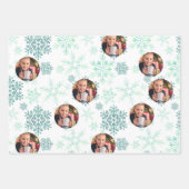 Foto Grüne Schneeflocken Set 3 Geschenkpapier Set (Vorderseite 2)