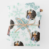 Foto Grüne Schneeflocken Set 3 Geschenkpapier Set (Beispiel)