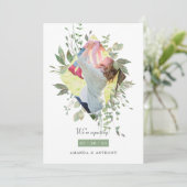 Foto Grüne Wasserfarbe Ankündigung der Schwangersc (Stehend Vorderseite)