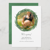 Foto Grüne Wasserfarbe Ankündigung der Schwangersc (Vorne/Hinten)