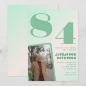 Foto Grüner Gradient 84. Geburtstag Einladung (Vorne/Hinten)
