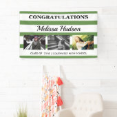 Foto-grünes Weiß des Streifen-Abschluss-drei Banner (Insitu)