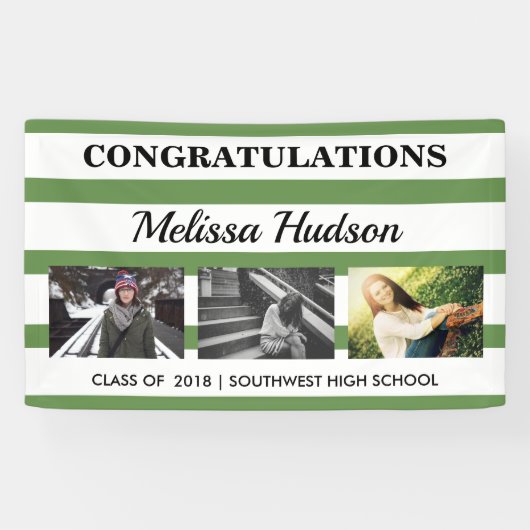 Foto-grünes Weiß des Streifen-Abschluss-drei Banner (Horizontal)