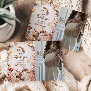 Foto Grünwald Waldtiere Baby Shower Dankeskarte
