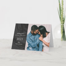 Foto-Grußkarte für marbeltes Neujahr - Schwarz