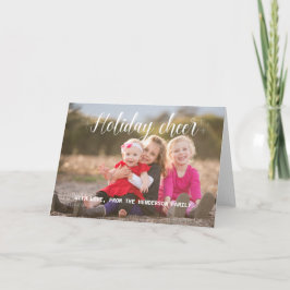 Foto-Grußkarte für White Script Holiday Cheer Feiertagskarte
