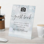 Foto Guest Book Black Signature Script Winter Sockelschild (In SItu)