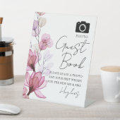 Foto Guest Book Dusty Rose Floral Wedding Sockelschild (In SItu)
