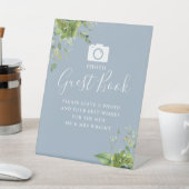 Foto Guest Book Greenery Dusty Blue Wedding Sockelschild (In SItu)
