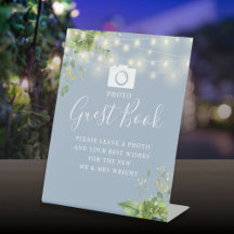 Foto Guest Book Greenery Dusty Blue Wedding