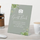 Foto Guest Book Greenery Sage Green Wedding Sockelschild (In SItu)