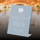 Foto Guest Book Script Dusty Blue Wedding Sockelschild