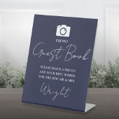 Foto Guest Book Script Navy Blue Wedding Sockelschild