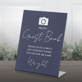 Foto Guest Book Script Navy Blue Wedding Sockelschild