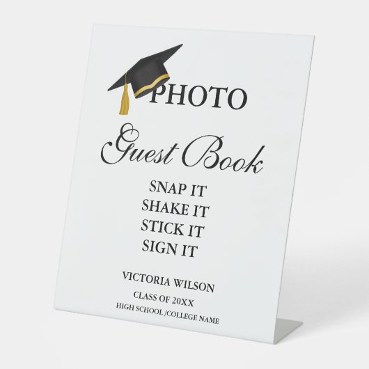 Foto Guest Book Sign, Abschluss Foto Gästebuch Sockelschild (Vorderseite)