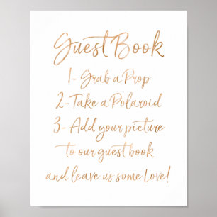 Foto Guest Book   Stilvolle Goldene Rose Letted Poster