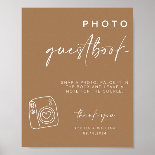 Foto Guestbook | Boho polaroid Gästebuchzeichen Poster (Vorne)