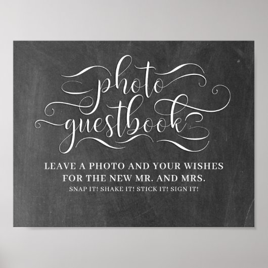 Foto Guestbook Chalkboard Wedding Sign Poster (Vorne)
