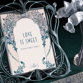 Foto Guestbook Sign Dusty Blue William Morris Poster