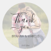 Foto halb durchsichtig einfache Hochzeit danke Runder Aufkleber (Vorderseite)