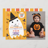 Foto Halloween Geburtstag Happy Ghost Einladung (Vorne/Hinten)