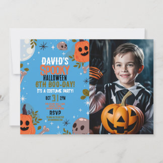 Foto Halloween Geburtstags Boys Blue Party Einladung
