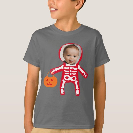 Foto Halloween Skeletttrick oder Leckerbissen T-Shirt (Vorderseite)