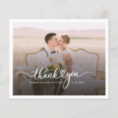 Foto Hand-Buchstaben Hochzeit Dankeschön-Karte (Vorderseite)