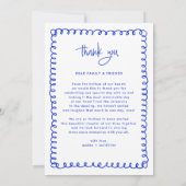 Foto Hand Drawn French Blue Wedding Dankeskarte (Rückseite)