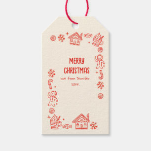 Foto Hand Drawn Red Doodle Whimsical Weihnachten Geschenkanhänger