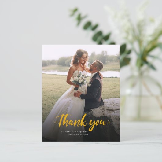 Foto handgeschriebene Hochzeit Dankeschön-Karte (Stehend Vorderseite)