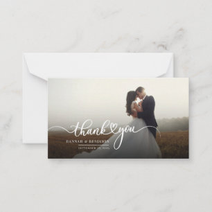 Foto handgeschriebene Script-Hochzeit Vielen Dank Mitteilungskarte