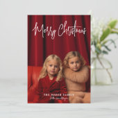 Foto - Handgeschriebenes frohe Weihnachten Rot Kar (Stehend Vorderseite)