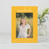 Foto Handgeschriebenes Script Gold Abschluss Einladung (Stehend Vorderseite)