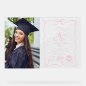 Foto Handgezeichnete Illustriert-rosa Absolventen Acrylschild (Vorderseite)