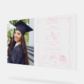 Foto Handgezeichnete Illustriert-rosa Absolventen Acrylschild (Winkel)