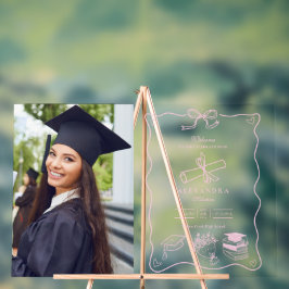 Foto Handgezeichnete Illustriert-rosa Absolventen Acrylschild