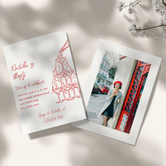 Foto Handgezeichneter Champagnerturm 30 Geburtstag Einladung